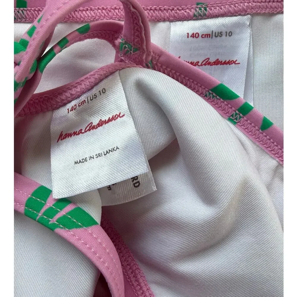Hanna Andersson Girls' Swim Two-Piece Bikini Red Flowers Size 10 Pink